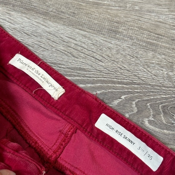Anthropologie Pilcro High Rise Skinny Corduroy Velvet Jeans Berry Burgundy sz 25 - Picture 8 of 13